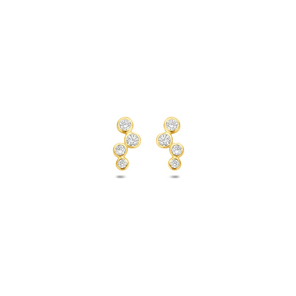 14k Goud Zirkonia Oorknop 9,5x4mm