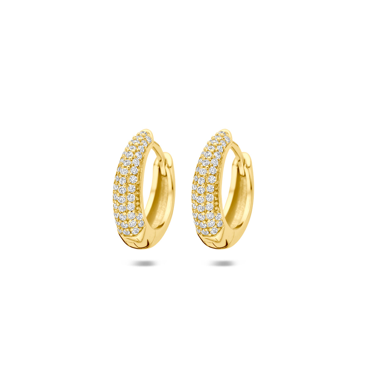 Verguld Zilver Zirkonia Klap Creool 4mm dik