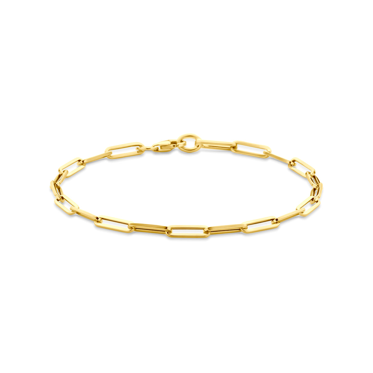 9k Goud Karabijnsluiting Paperclip Armband 3.0mm