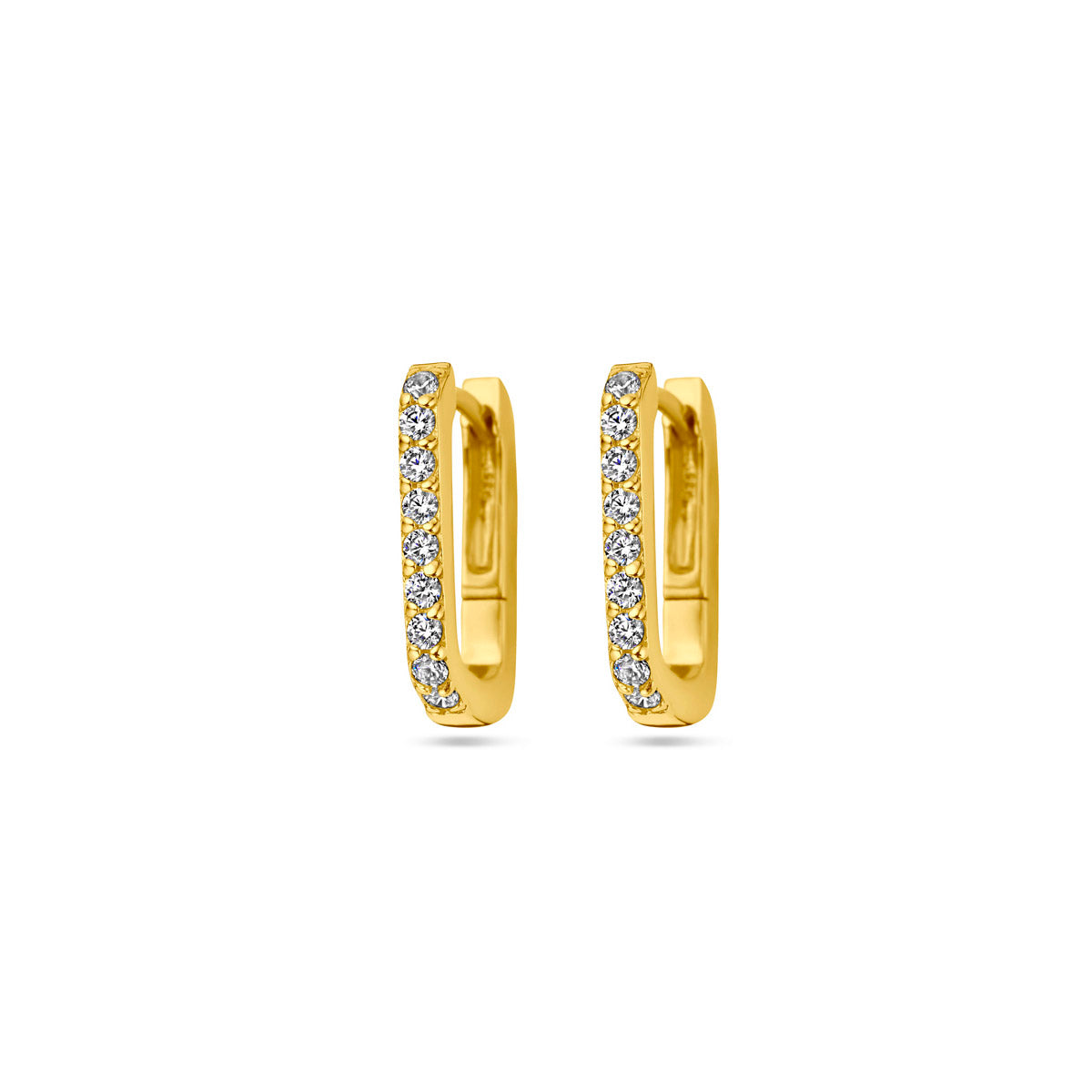 Verguld Zilver Zirkonia Klap Creool 15x2mm