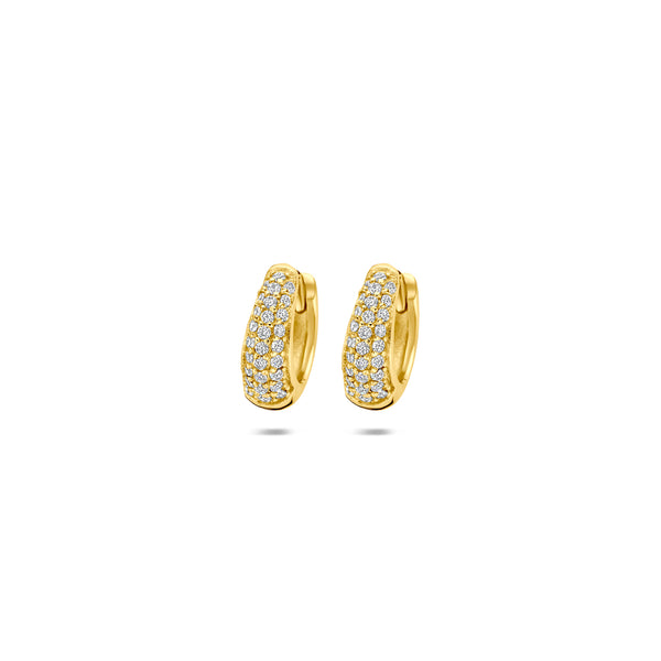 Verguld Zilver Zirkonia Klap Creool 4mm dik