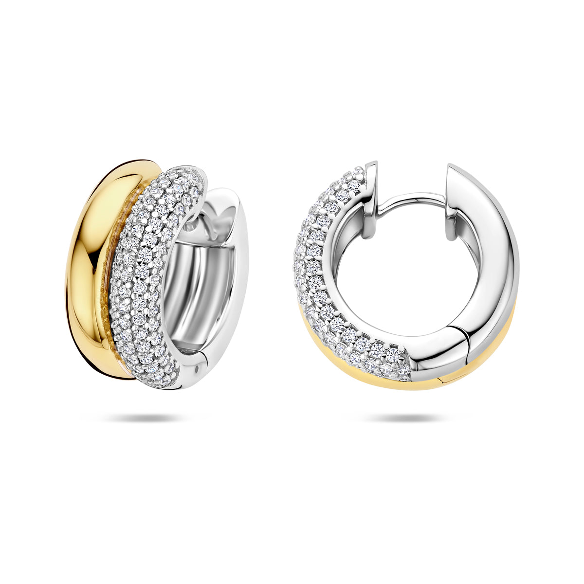 Verguld Zilver Klapoorringen Zirkonia 17,5mm 1 Micron