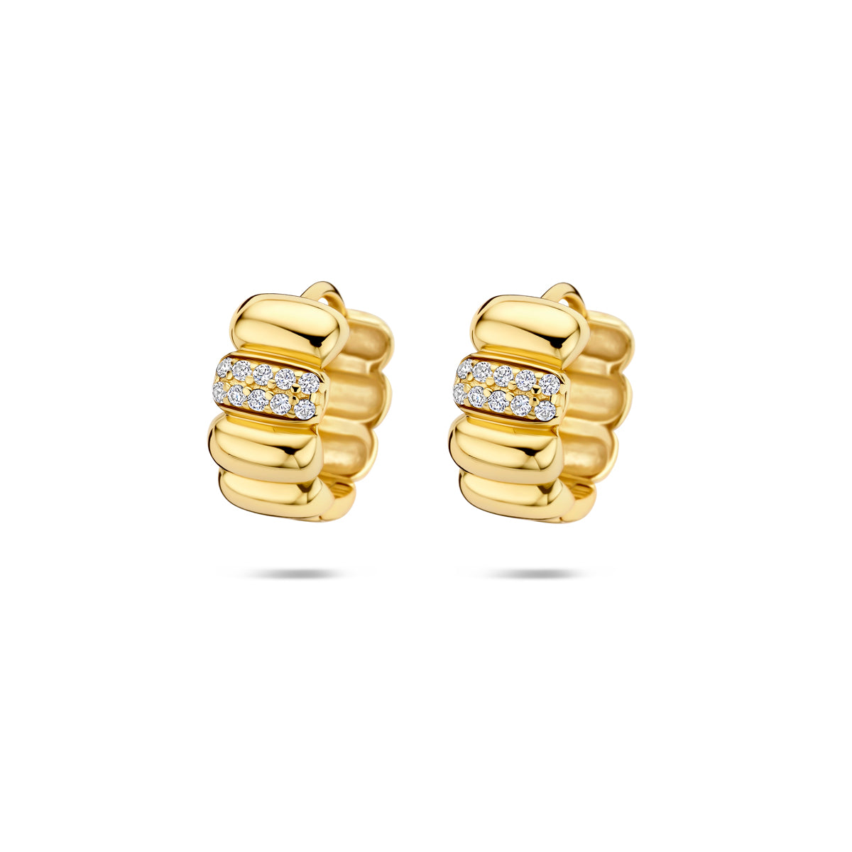 Verguld Zilver Klapoorringen Zirkonia 13,5mm 1 Micron