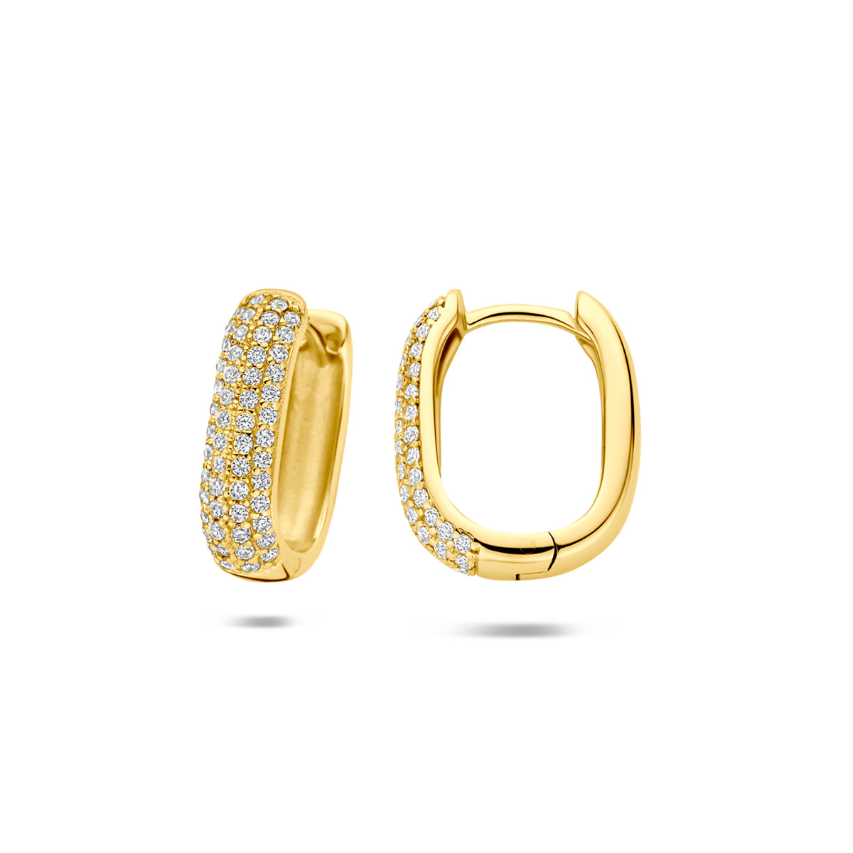 Verguld Zilver Klapoorringen Zirkonia Buis 4mm 1 Micron
