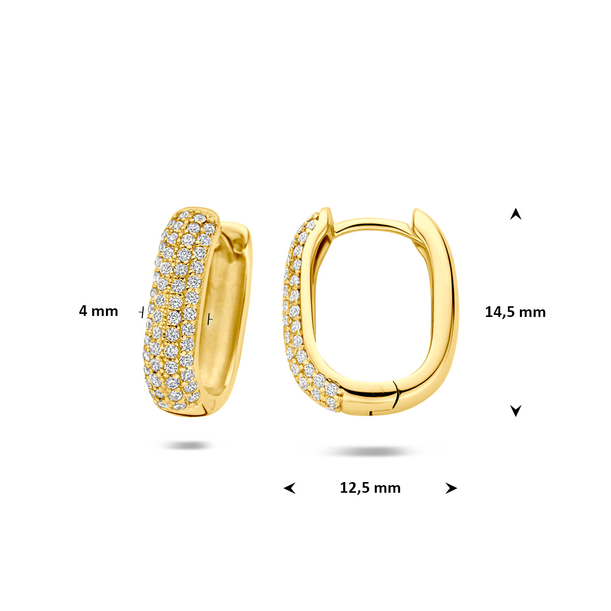 Verguld Zilver Klapoorringen Zirkonia Buis 4mm 1 Micron