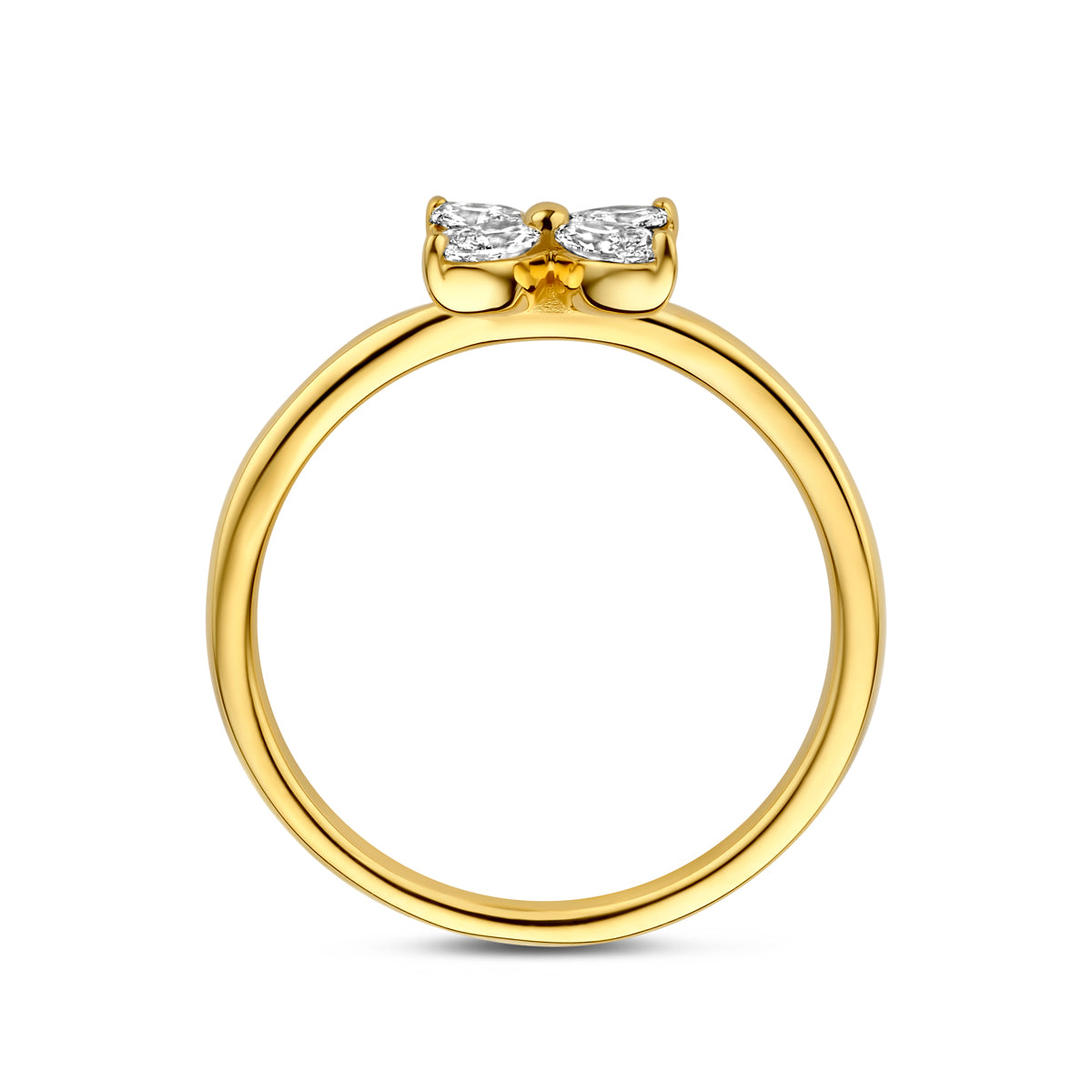14k Goud Lab Diamant Bloem Ring 0.40ct