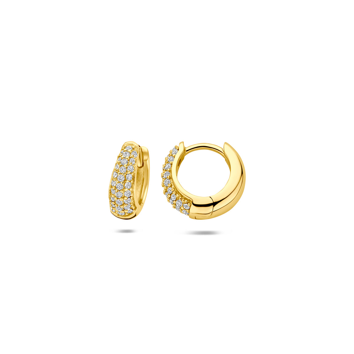 Verguld Zilver Zirkonia Klap Creool 4mm dik