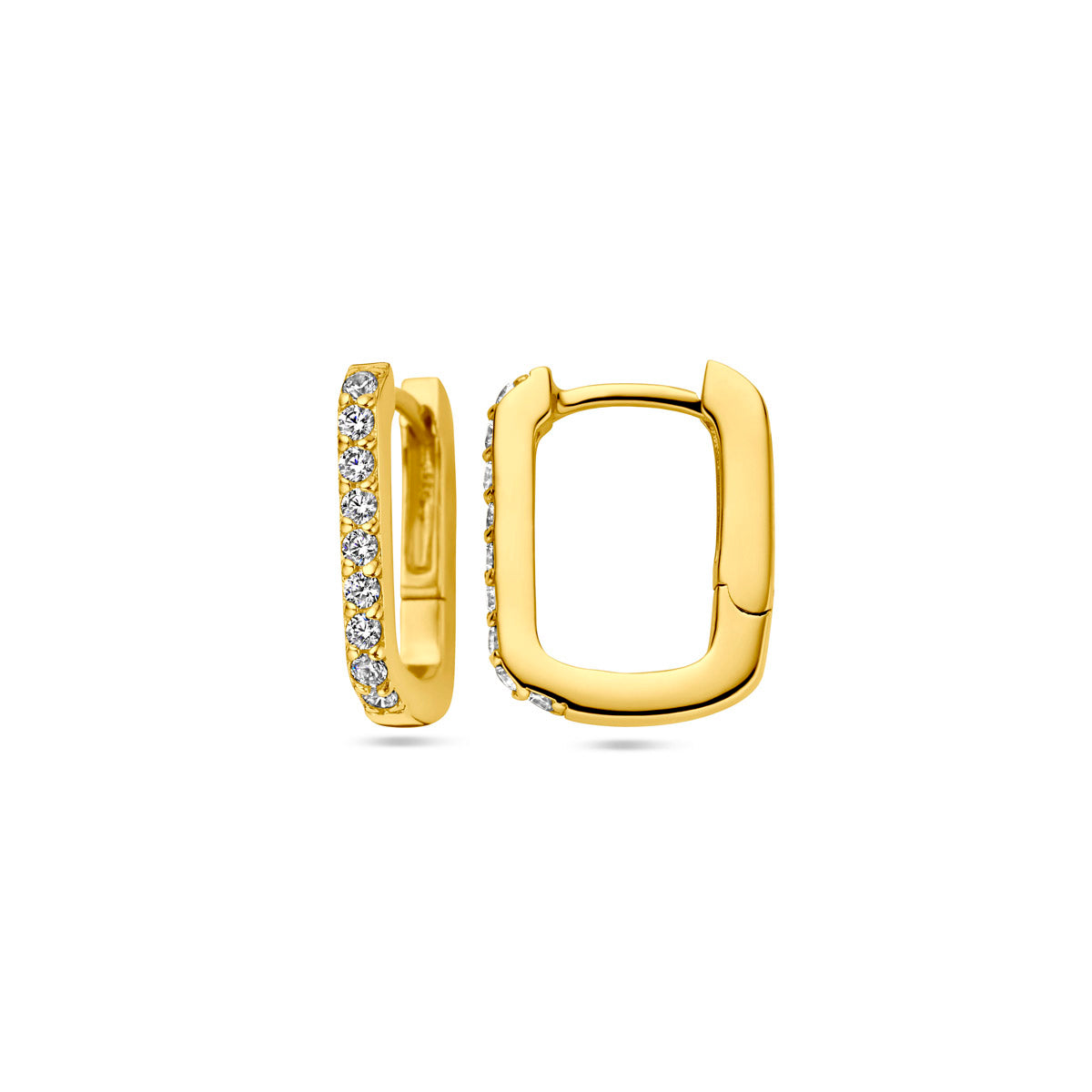 Verguld Zilver Zirkonia Klap Creool 15x2mm