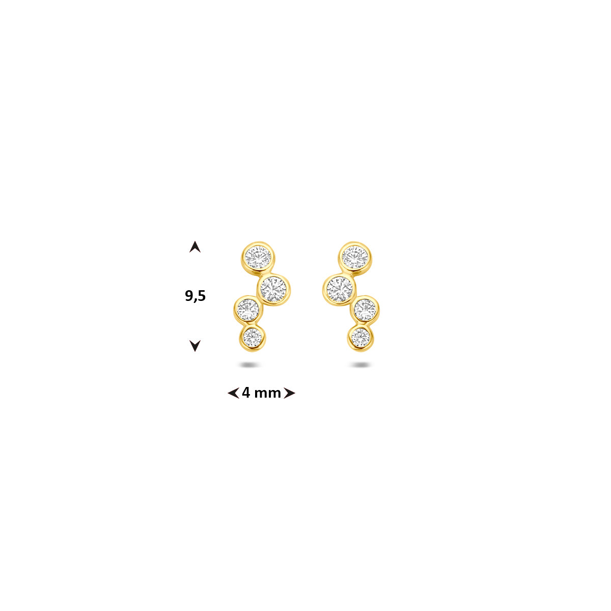 9k Goud Zirkonia Oorknop 9,5x4mm