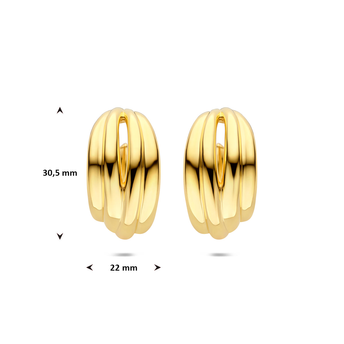 Verguld Zilver Steker Creool 30,5x22mm
