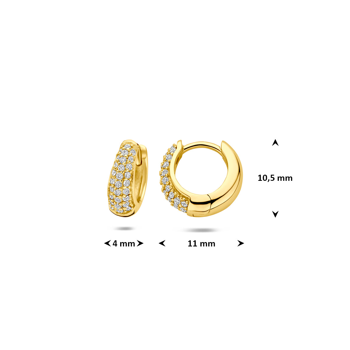 Verguld Zilver Zirkonia Klap Creool 4mm dik