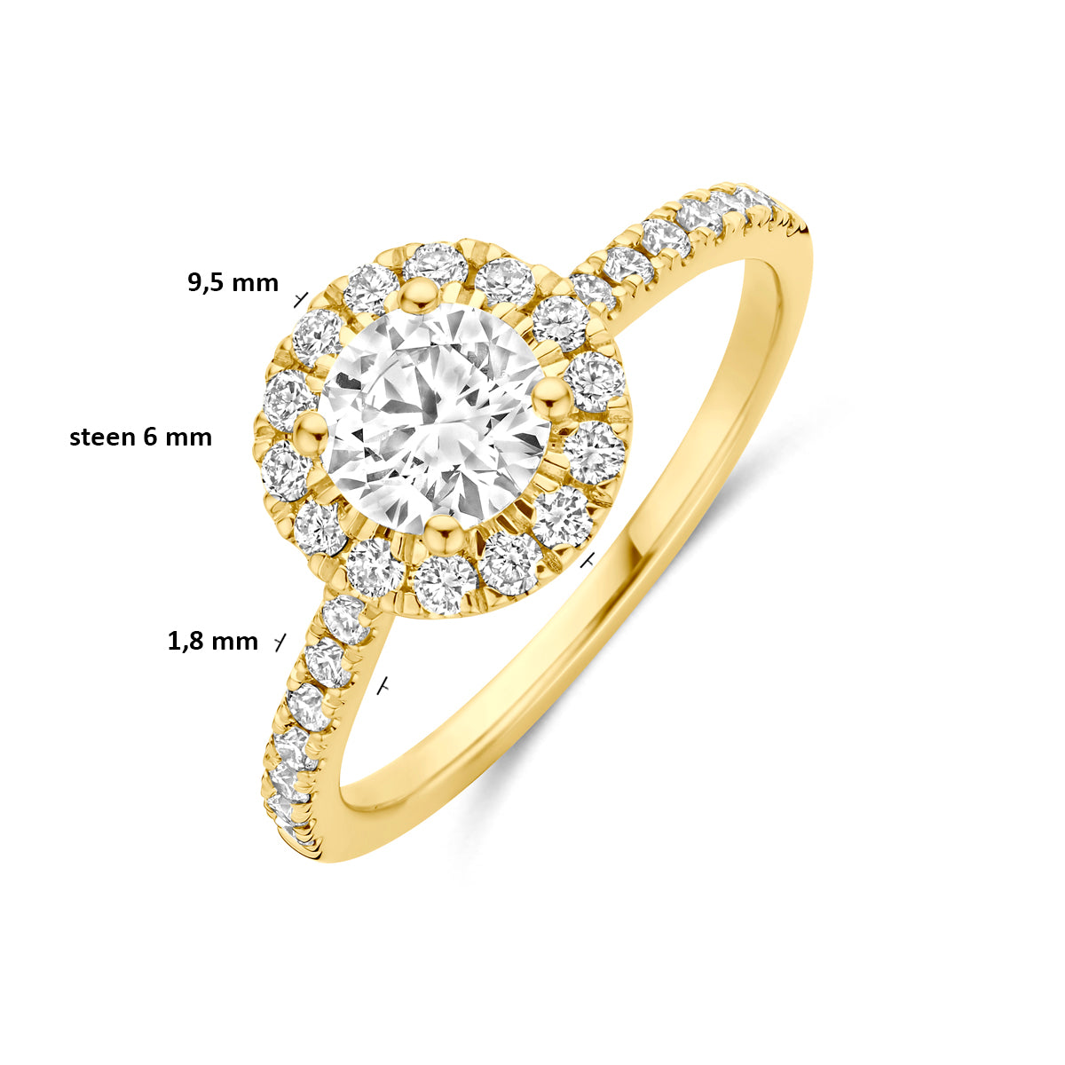 14k Goud Lab Diamant Ring 1.10ct