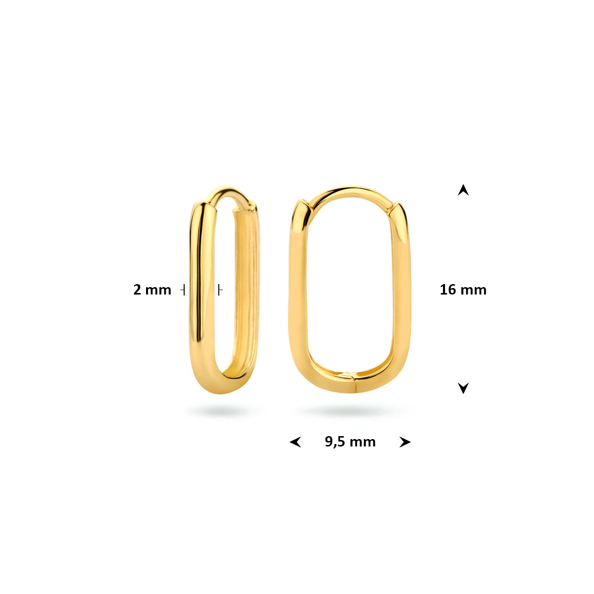 9k Goud Klap Creool 16x2mm