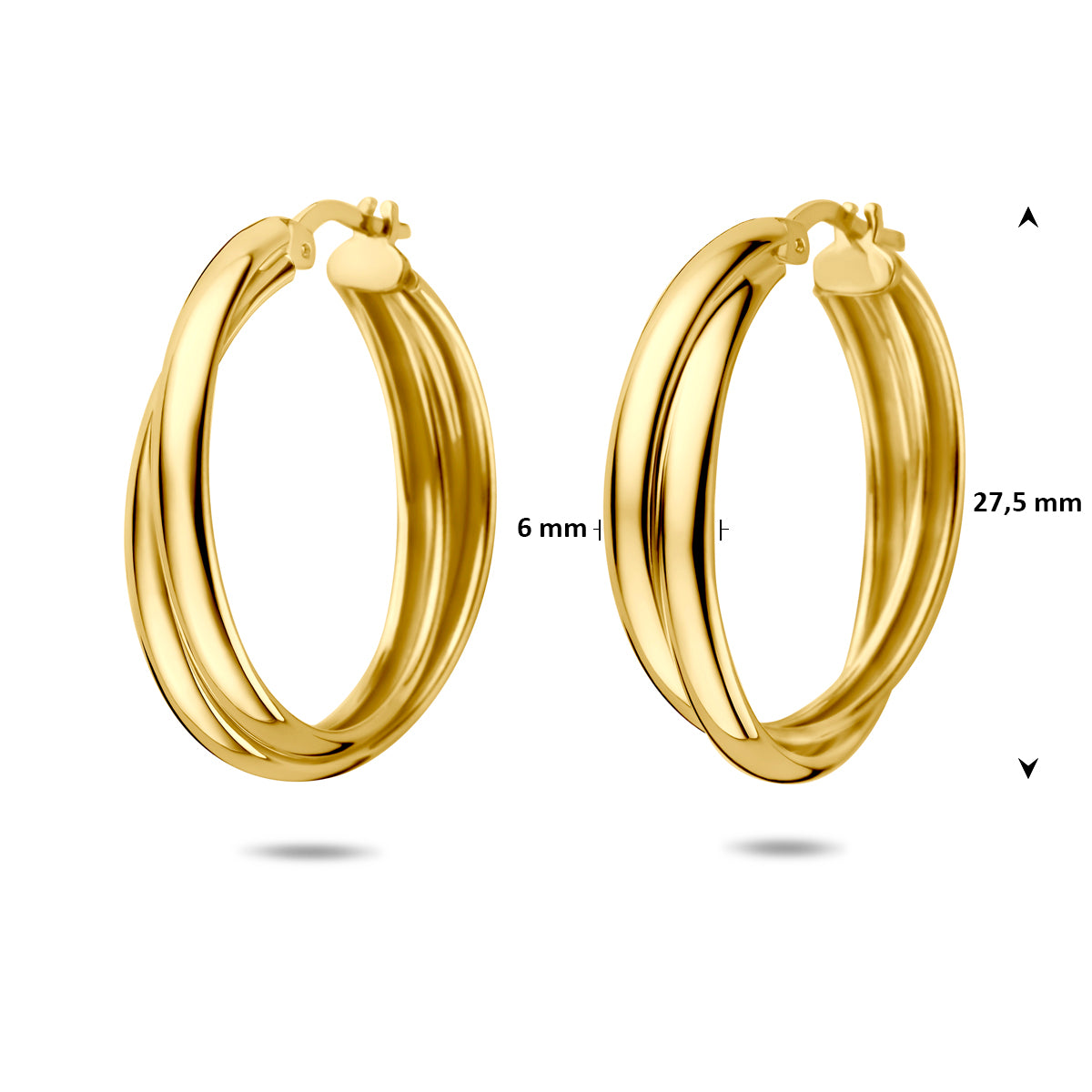 Verguld Zilver Oorring 27.5x6mm