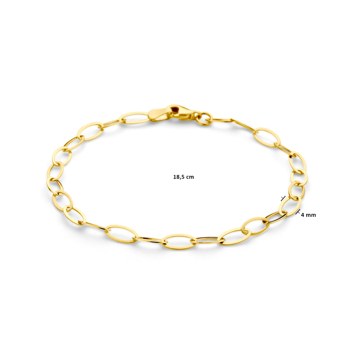 9k Goud Karabijnsluiting Armband 4mm