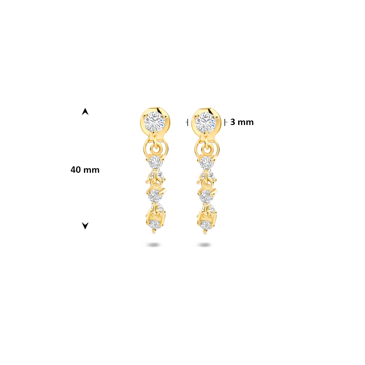 Verguld Zilver Zirkonia Oorring 40mm hoog