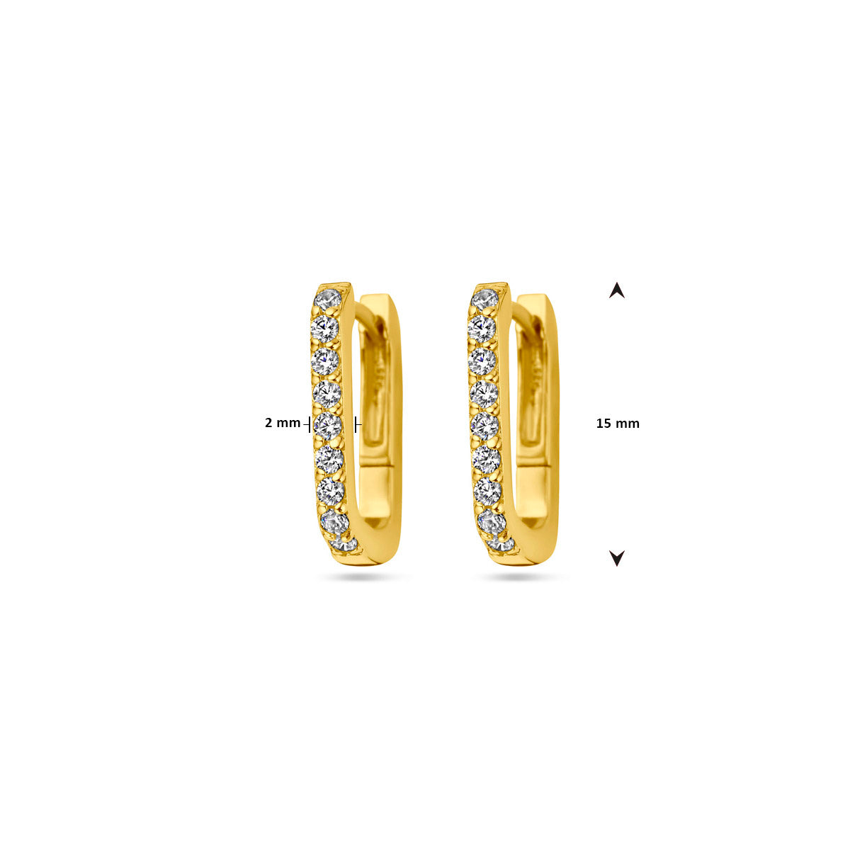 Verguld Zilver Zirkonia Klap Creool 15x2mm