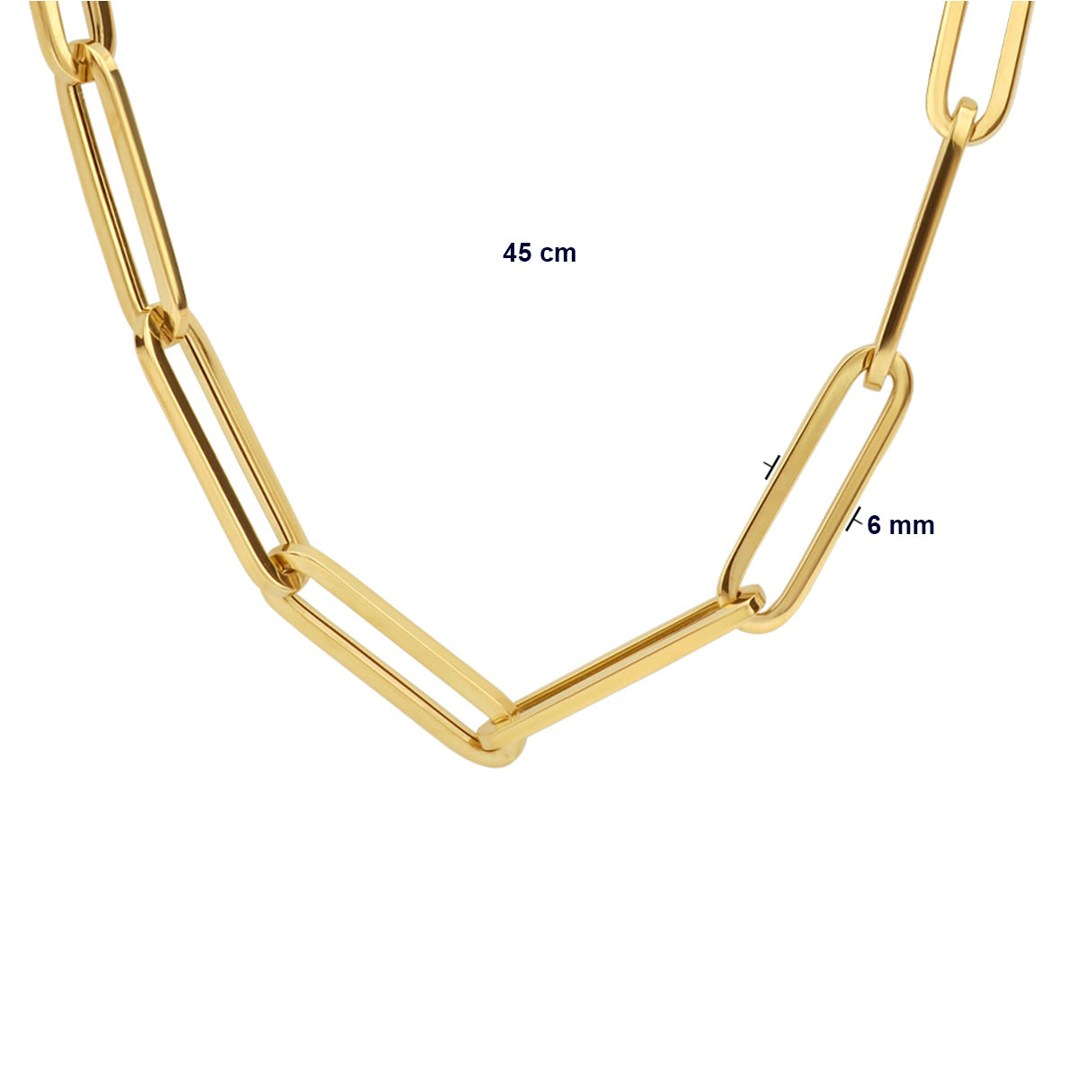 9k Goud Karabijnsluiting Paperclip Collier 6.0mm