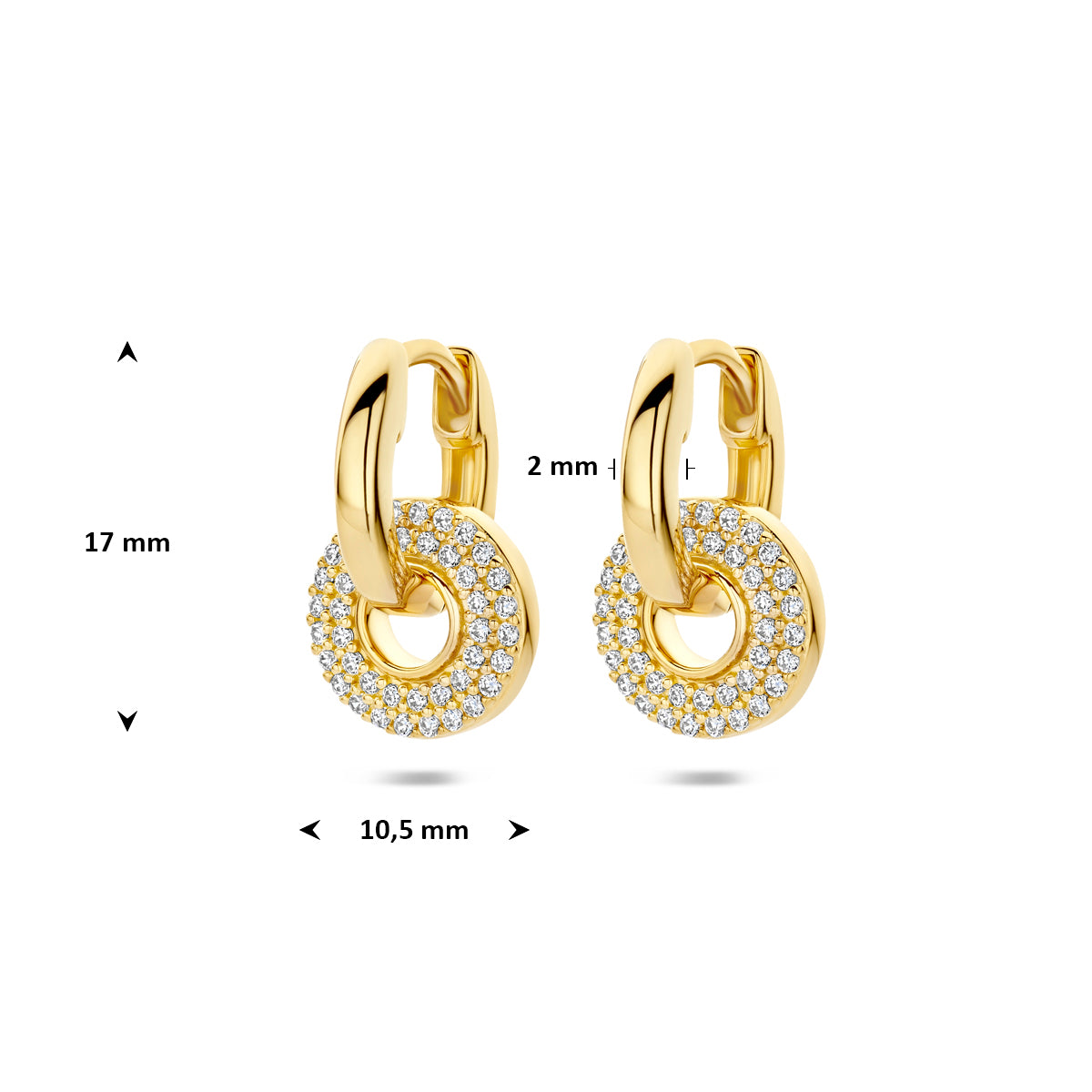 Verguld Zilver Zirkonia Oorhanger 17mm hoog