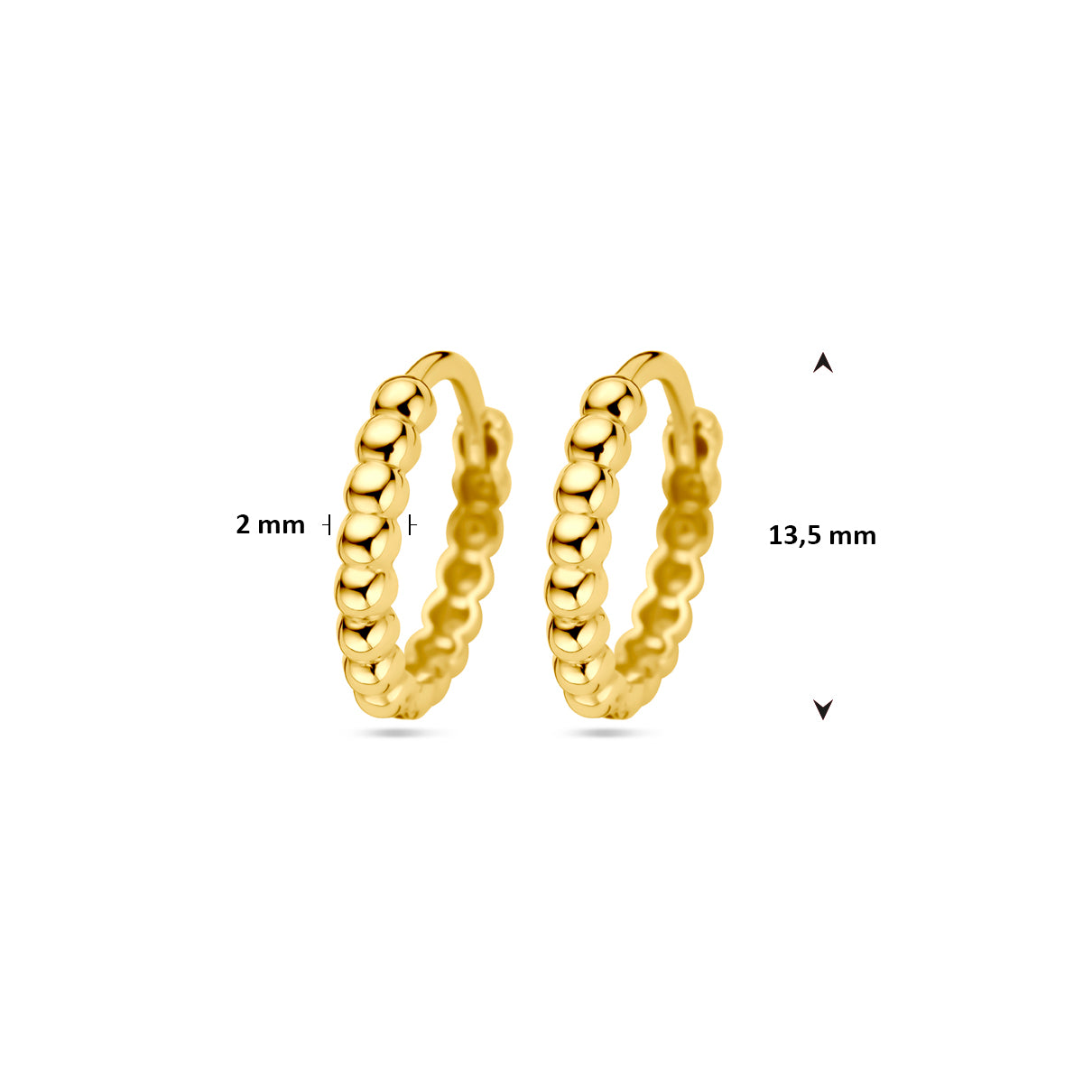 9k Goud Bolletjes Klap Creool 13.5x2mm