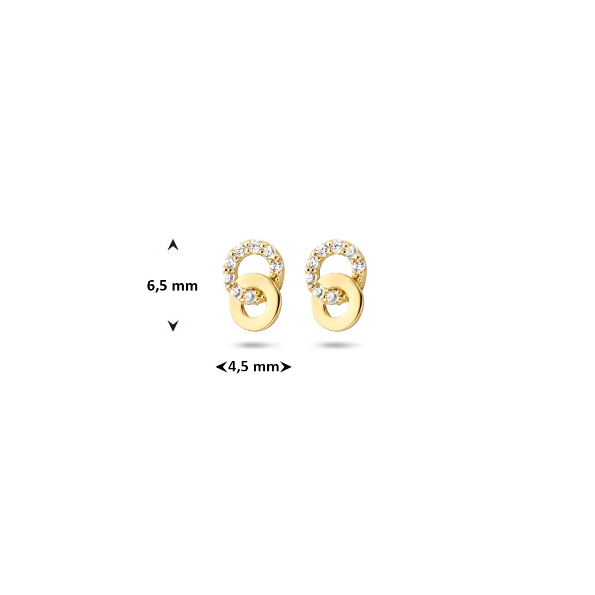 9k Goud Zirkonia Oorknop 6.5x4.5mm
