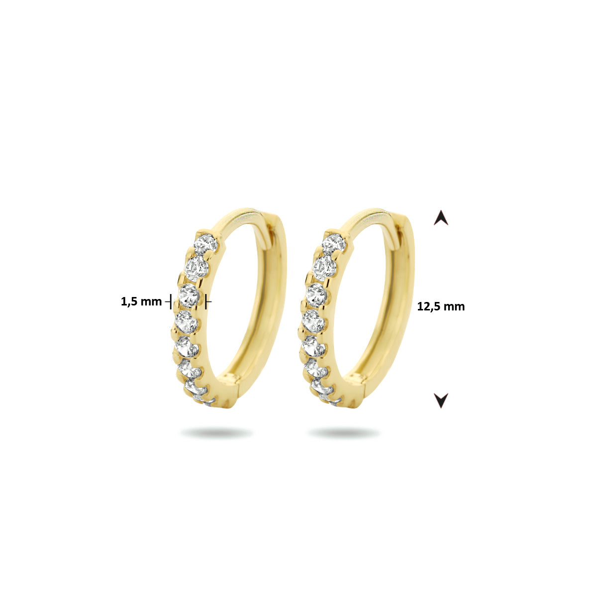 9k Goud Klap Creool 12.5x1.5mm