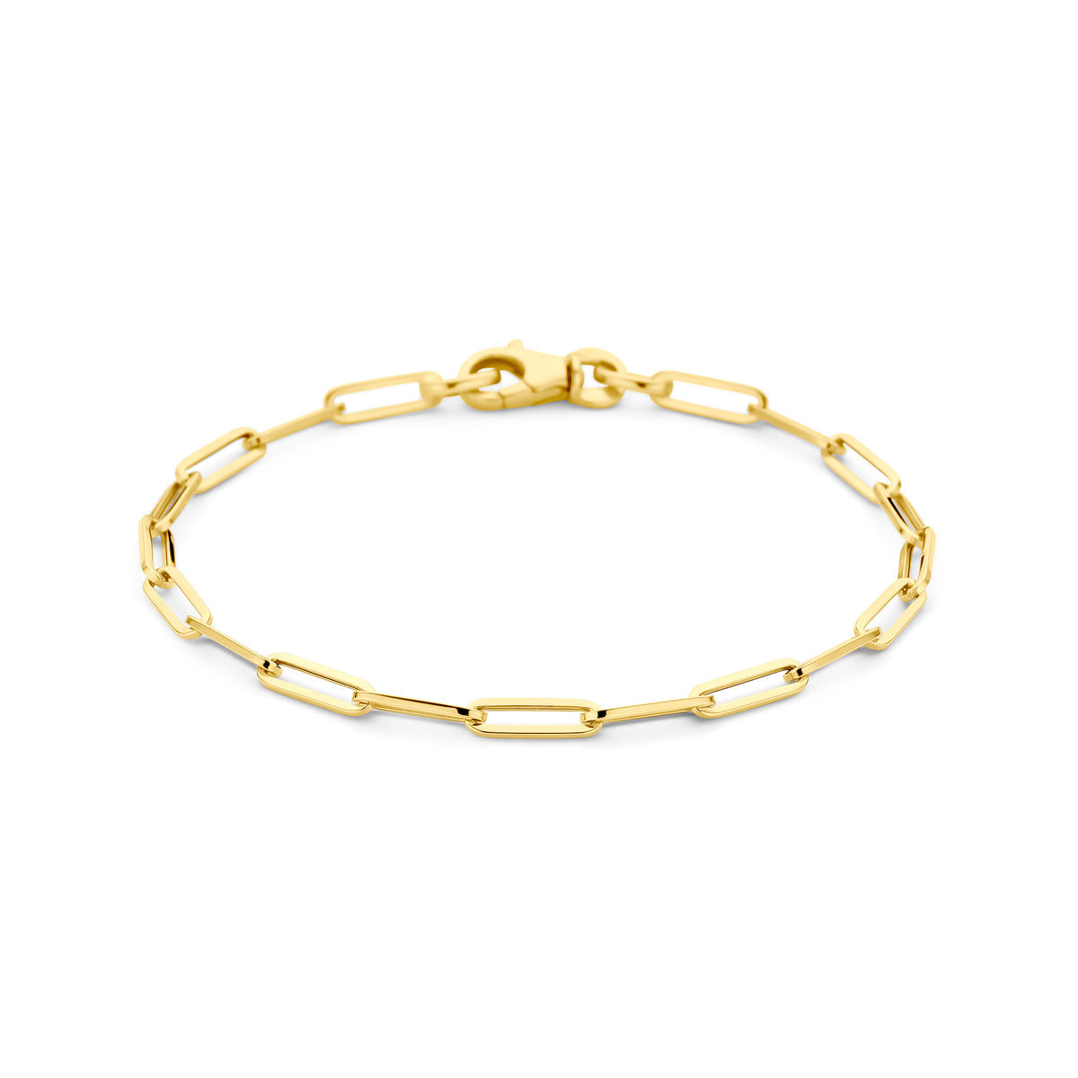 14k Goud Armband Paperclip Vierkante Buis 3,0mm 18 cm