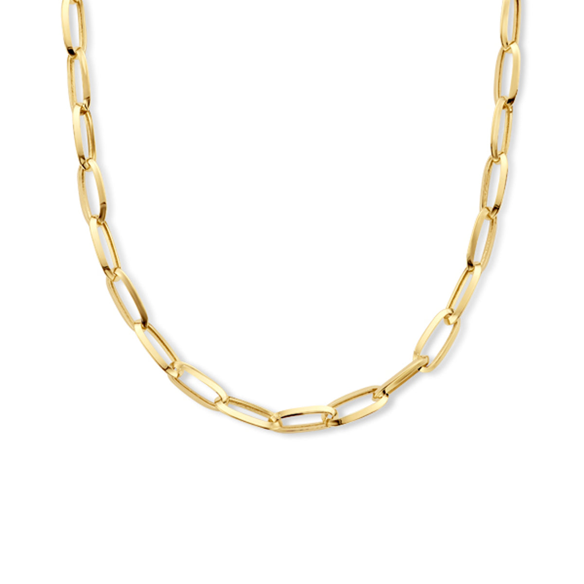 14k Goud Collier Paperclip Spitse Buis 6,0mm 43 cm