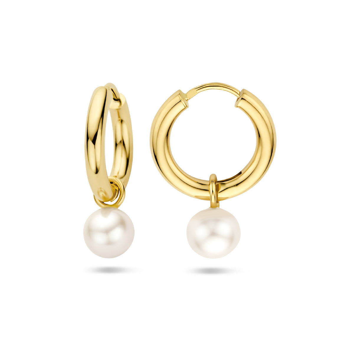 14k Goud Klapoorringen Parel 24mm