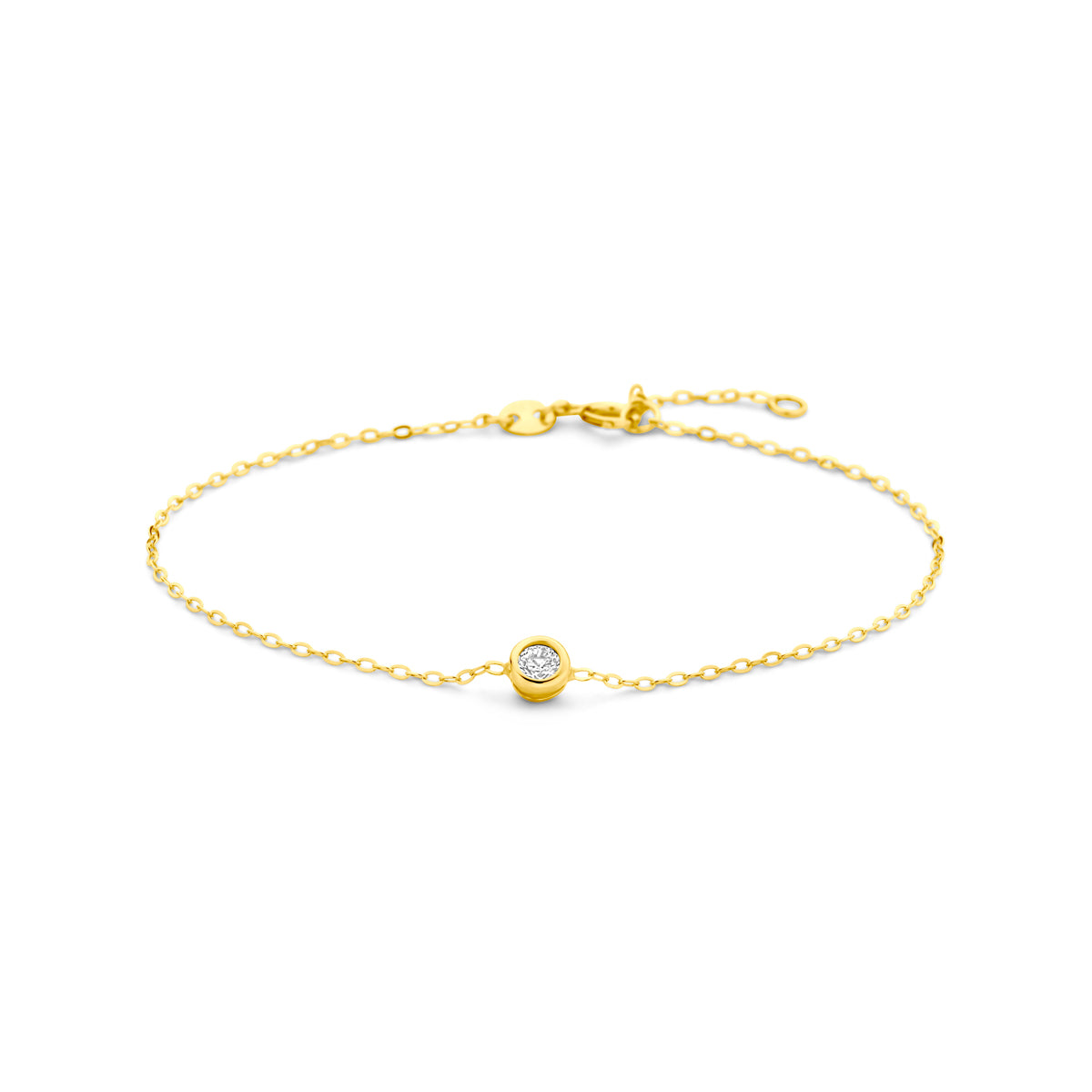 14k Goud Armband Zirkonia 16,5 - 18,5 cm