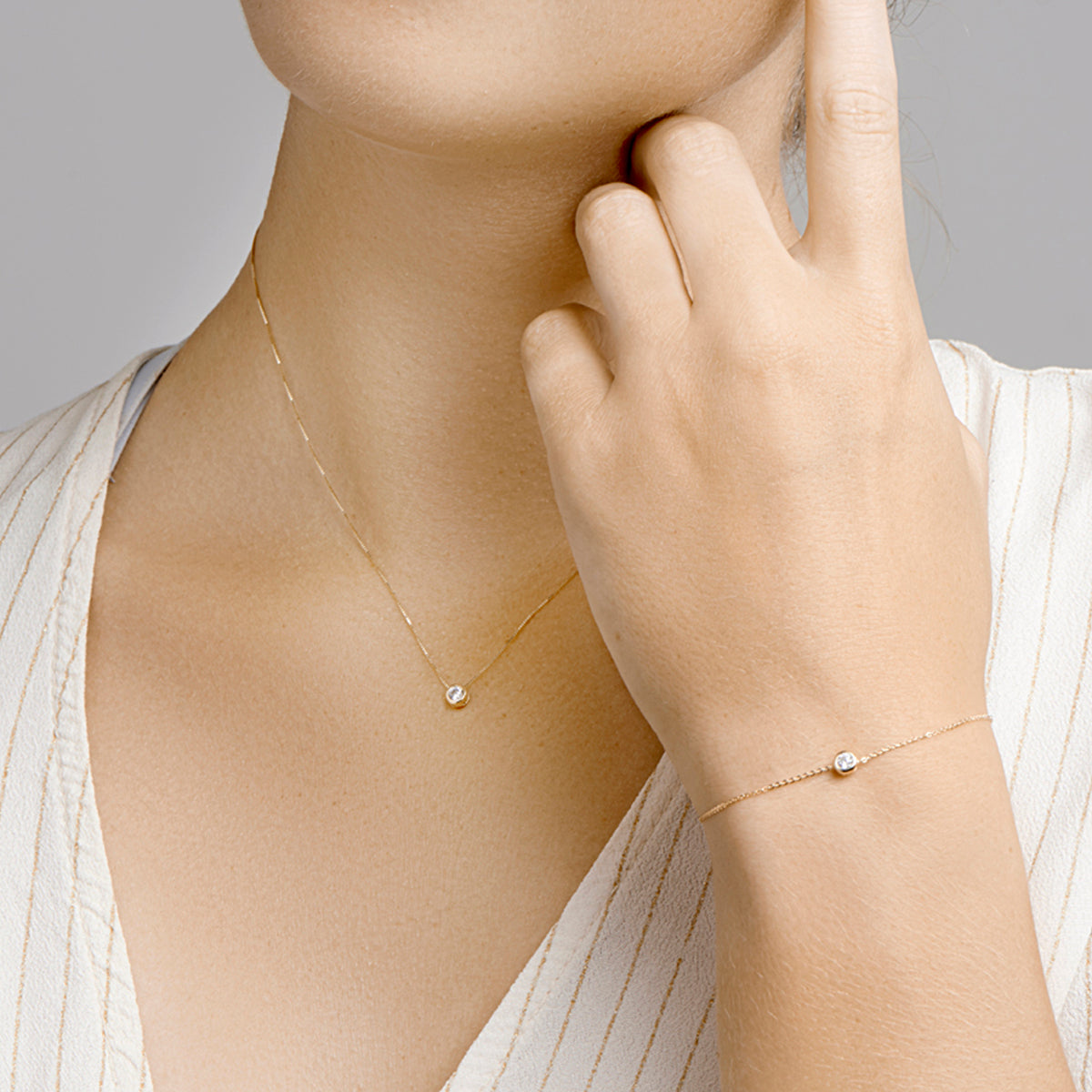 14k Goud Armband Zirkonia 16,5 - 18,5 cm