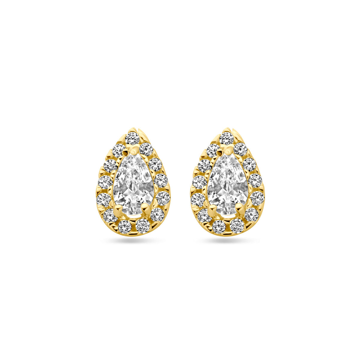 14k Goud Oorknoppen Druppel en Zirkonia 8,5mm