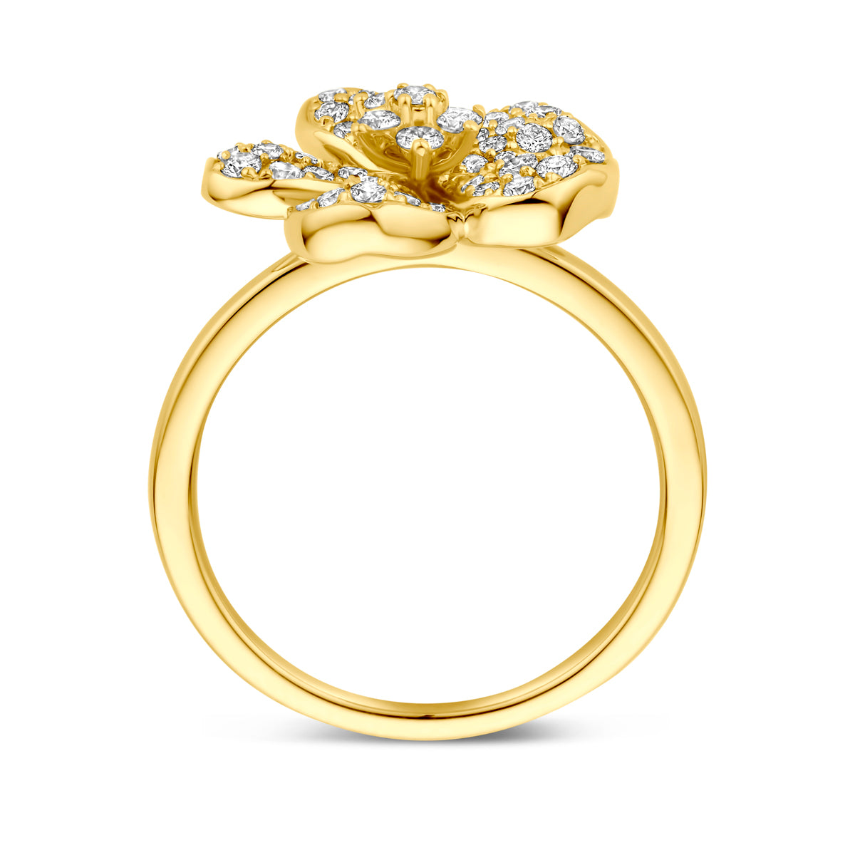 14k Goud Ring Bloem Diamant 0.75ct h si