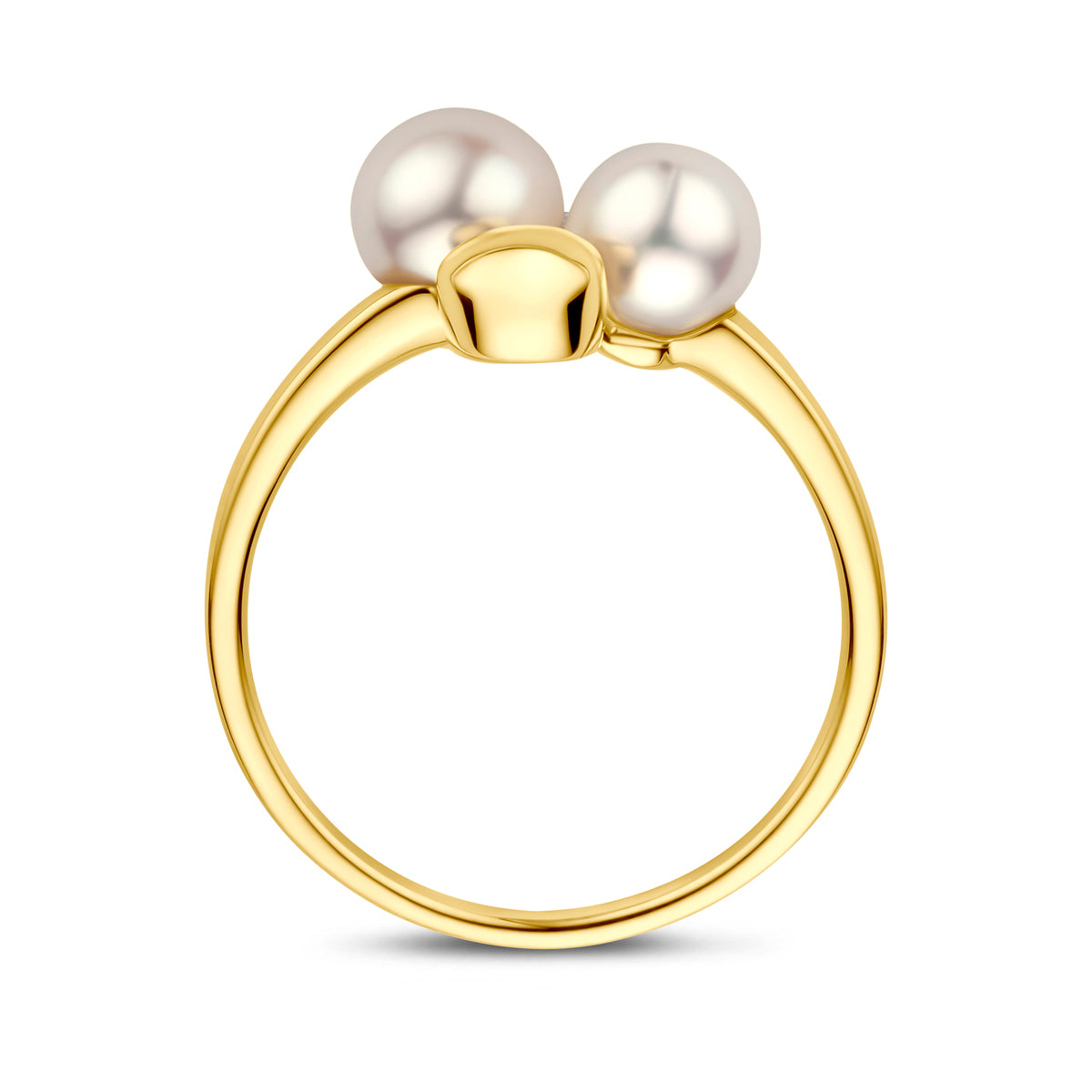 14k Goud Ring Parels en Diamant 0.02ct h si