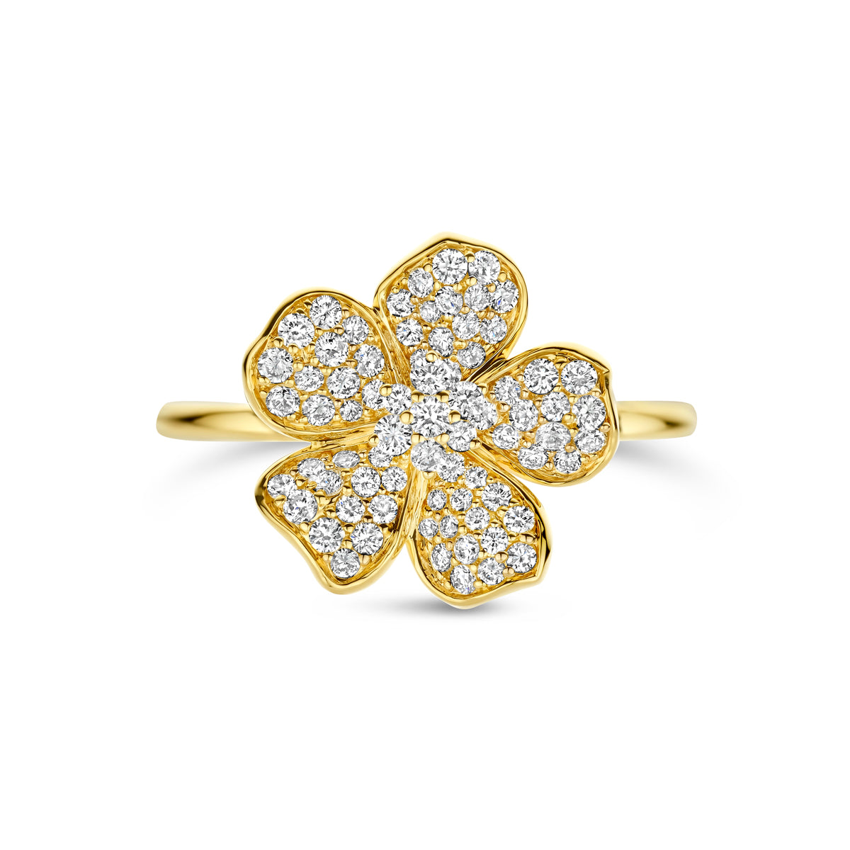 14k Goud Ring Bloem Diamant 0.50ct h si
