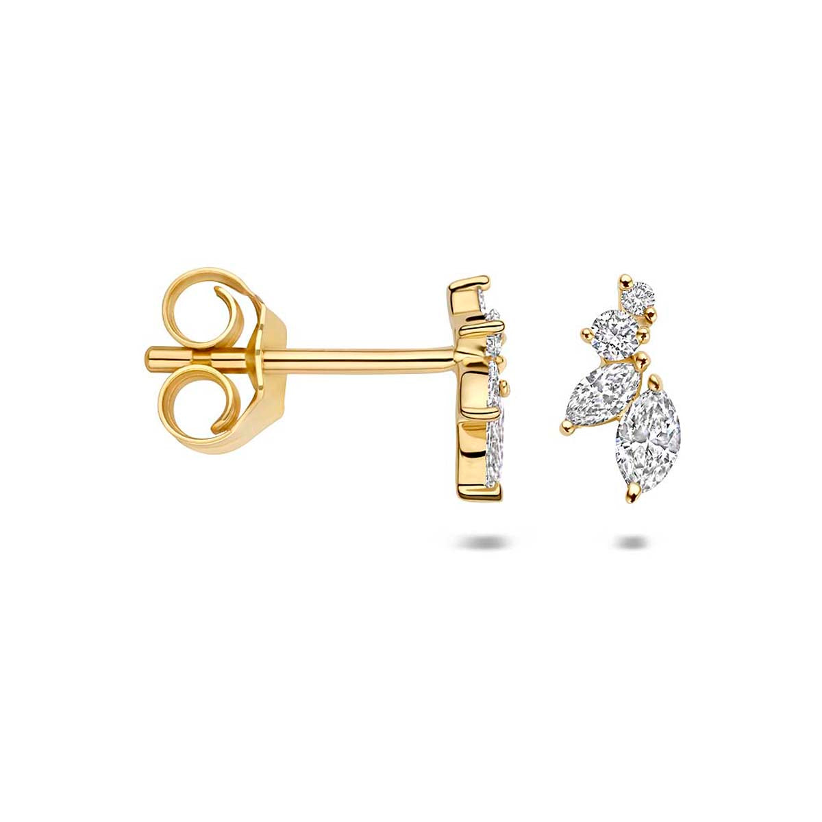 14k Goud Oorknoppen Bladeren Lab Grown Diamant 0.20ct (2x 0.10ct) f vs 7,5mm