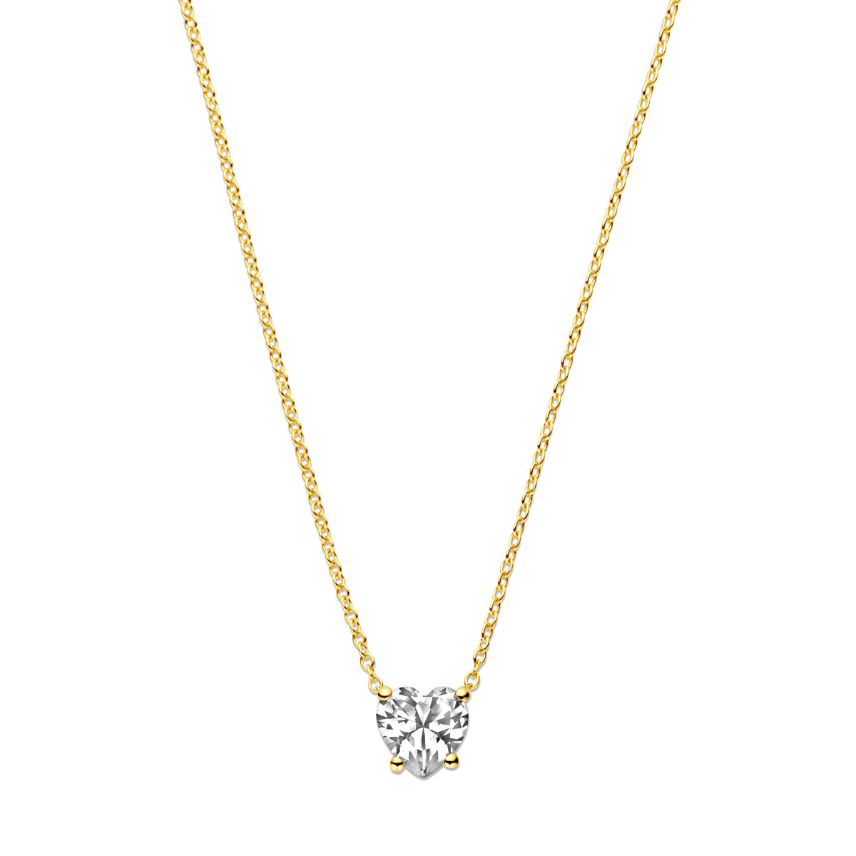 14k Goud Collier Hart Zirkonia 41 - 43 - 45 cm