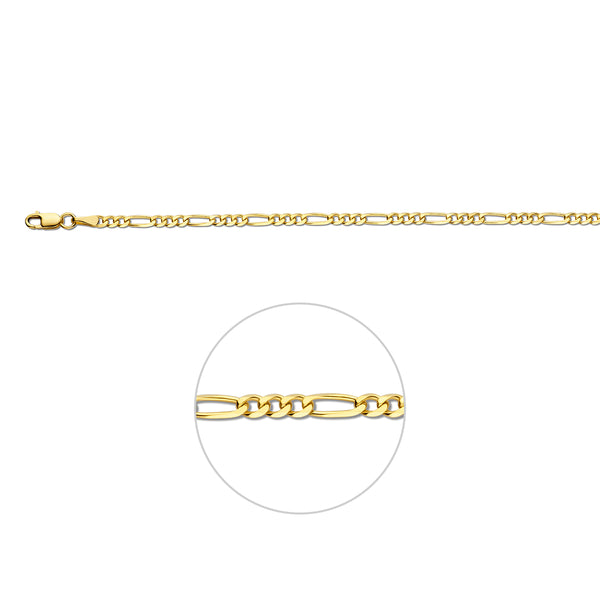 Figaro 3,0 mm 14K geelgoud geel