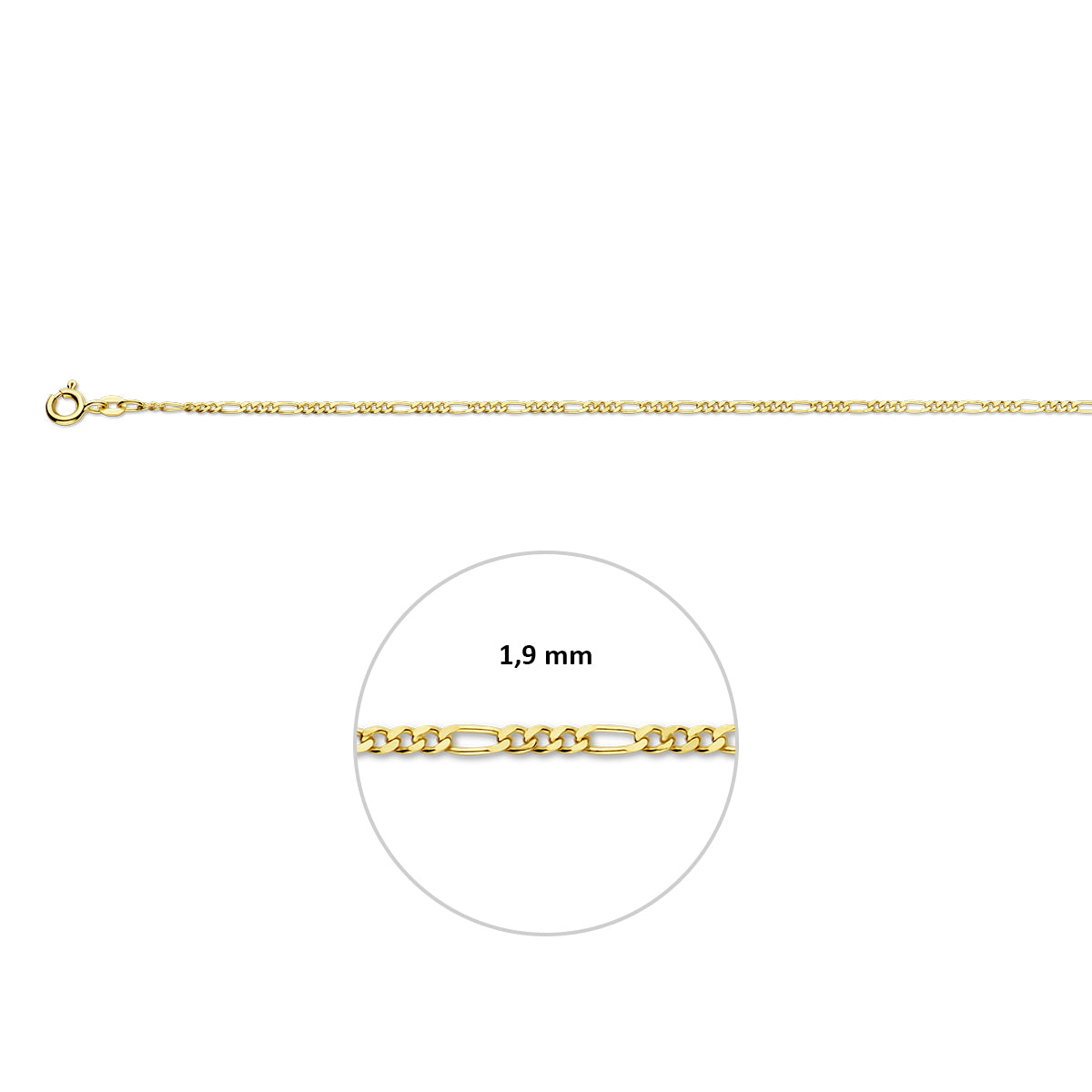 Figaro 1,9 mm 14K geelgoud geel