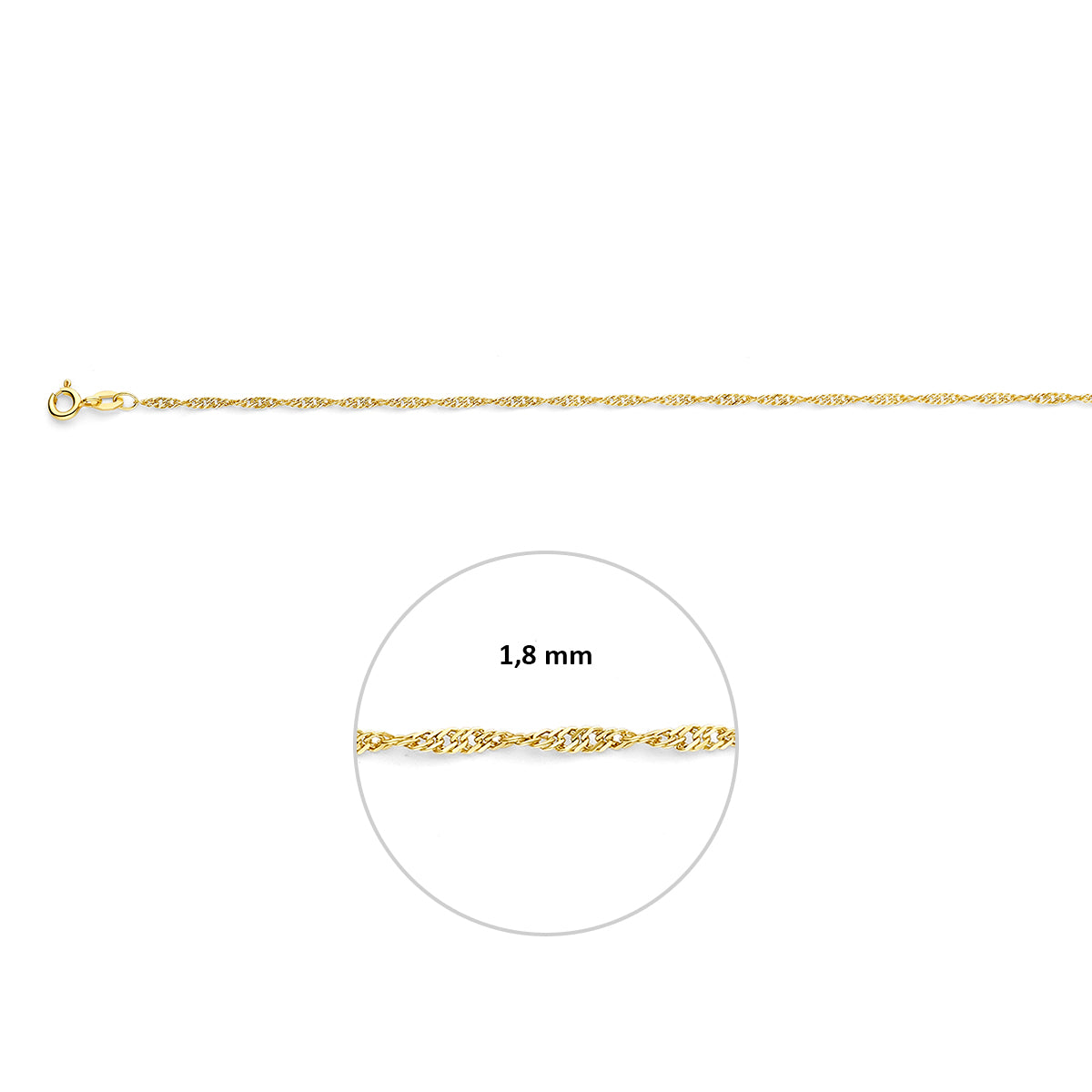 Singapore 1,8 mm 14K geelgoud geel