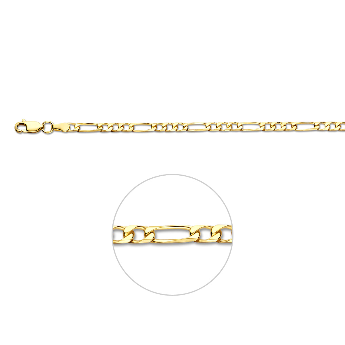 Figaro 4,0 mm massief 14K geelgoud geel