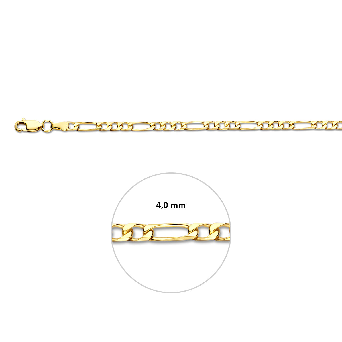 Figaro 4,0 mm massief 14K geelgoud geel