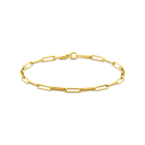 9k Goud Karabijnsluiting Paperclip Armband 3.0mm