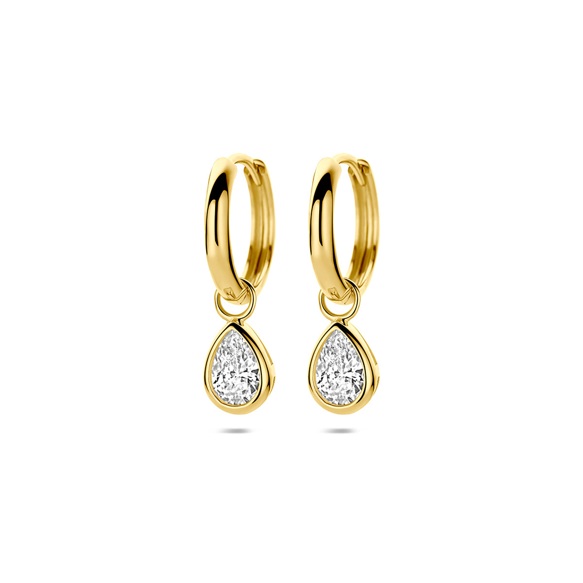 9k Goud Zirkonia Oorhanger 21mm hoog