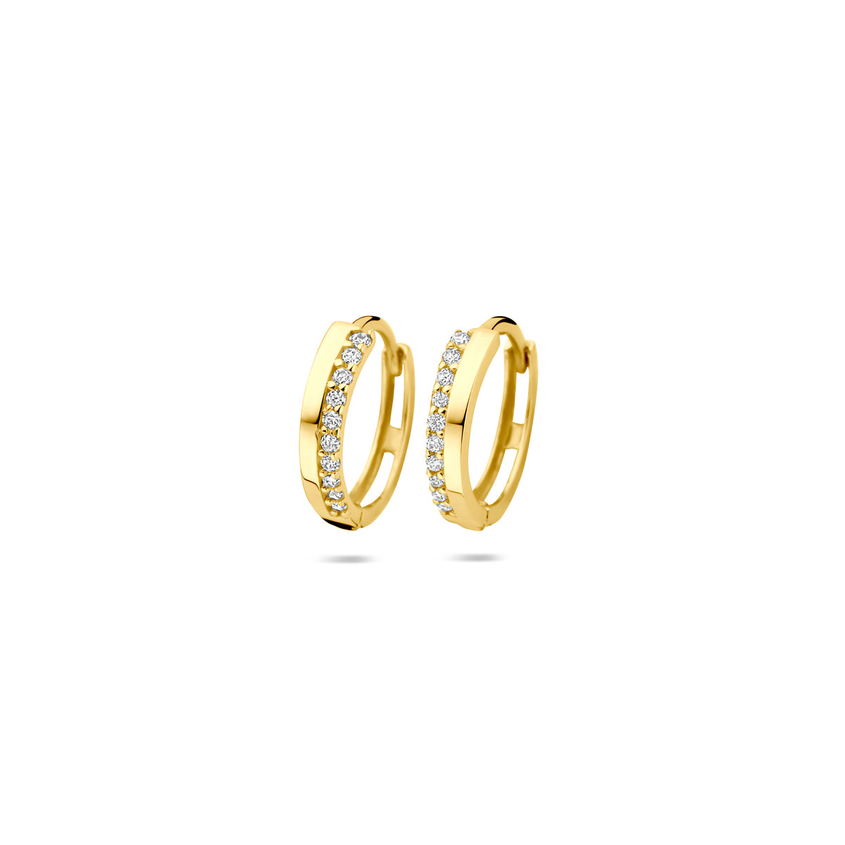 9k Goud Zirkonia Klap Creool 12x2.5mm