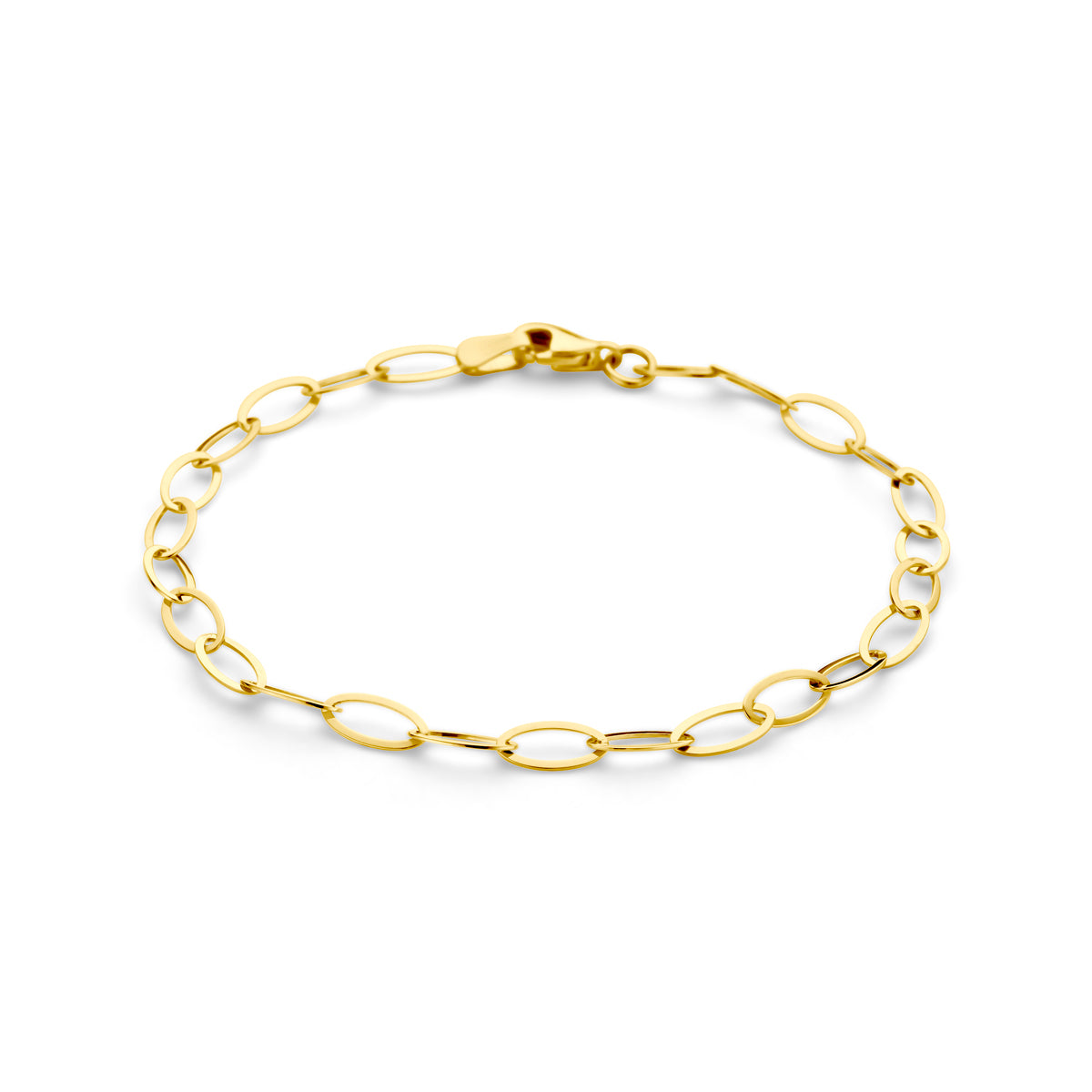 9k Goud Karabijnsluiting Armband 4mm