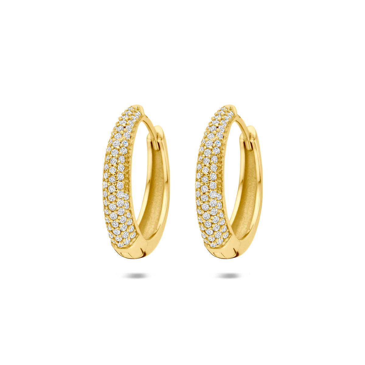 Verguld Zilver Zirkonia Klap Creool 4mm dik