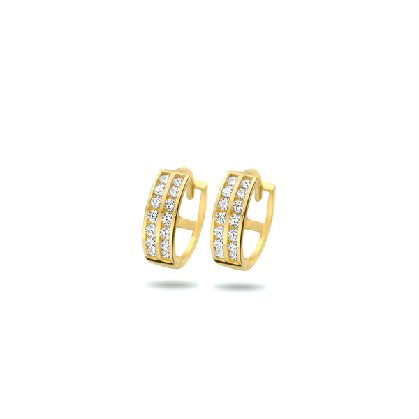 9k Goud Zirkonia Klap Creool 11.5x4mm