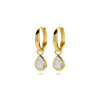 9k Goud Zirkonia Oorhanger 21mm hoog