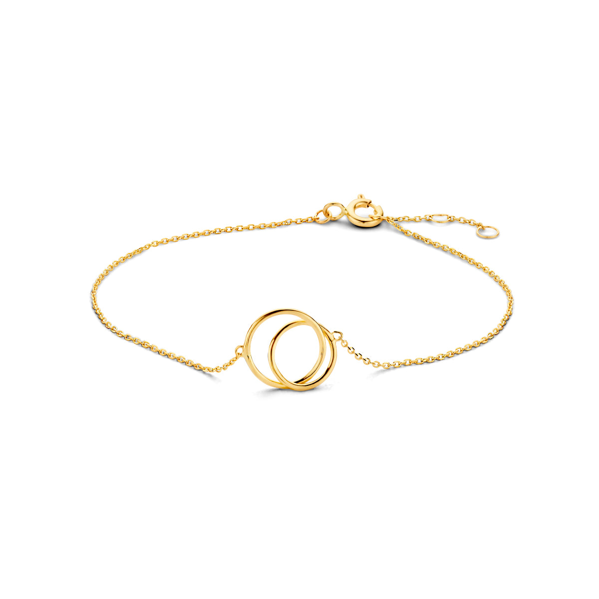 9k Goud 2 Ringen Armband 16,5-17,5-18,5cm